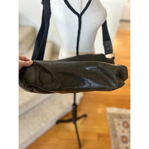 Fossil Deep Olive Green Leather Crossbody Messenger Bag - Picture 4 of 14